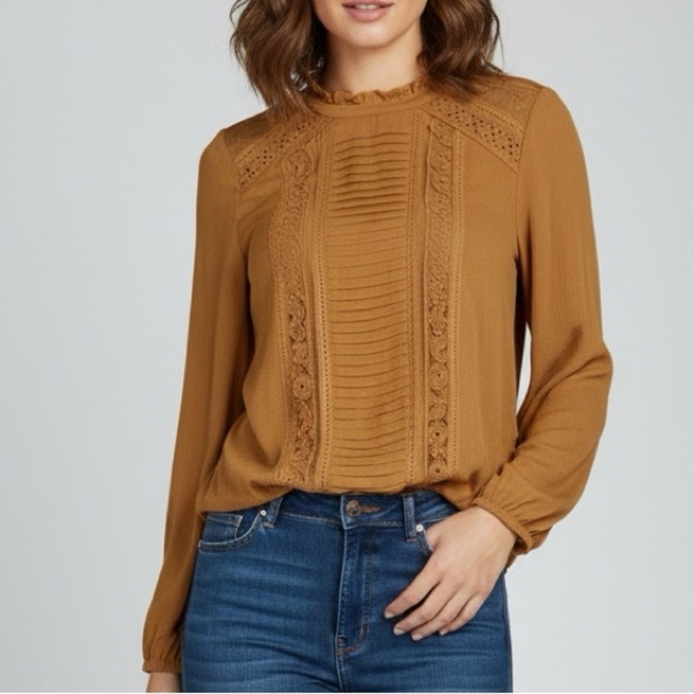 Lovestitch Bohemian Blouse with Lace Detail – Bronze – Size M – NWOT